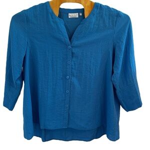 Habitat Women's Blue 3/4 Sleeve Button-Down Shirt‎ Sz XL